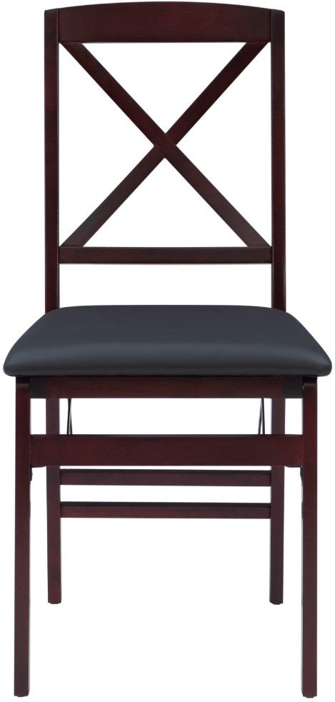 Linon Triena 2-Piece Merlot X Back Folding Chair-3