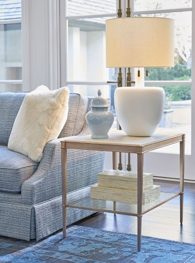 Lexington Home Bulgari Rendezvous Bulgari Beige End Table with Rose Gold Legs-1