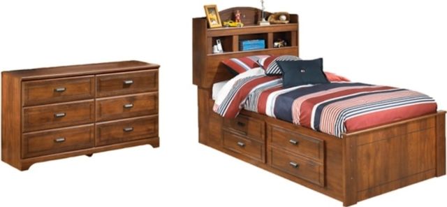 Signature Design by Ashley® Barchan 2-Piece Medium Brown Twin Bookcase Storage Bed Set-0