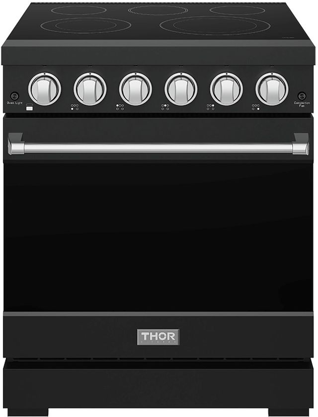 Thor Kitchen 30" Black Pro Style Electric Range with Precision Knob Control & Stainless Steel Hardware-0