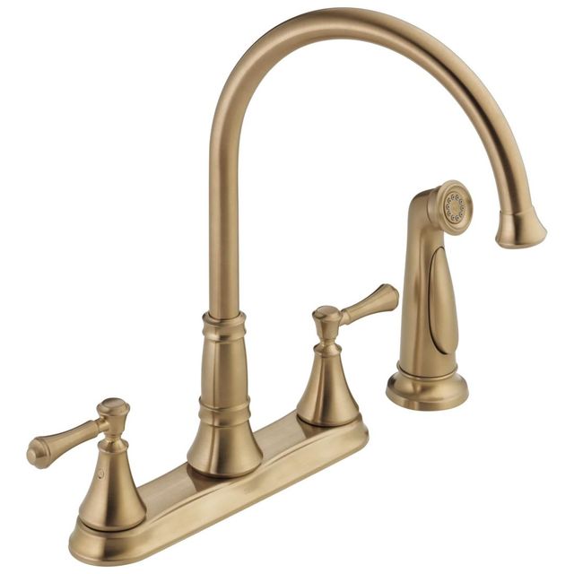 Delta Cassidy® Champagne Bronze 2-Handle Kitchen Faucet with Spray-0