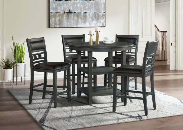Elements International Amherst 5-Piece Black/Gray Counter Dining Set-2