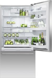 Front view of the Fisher & Paykel Series 5 32 in. 17.1 Cu. Ft. Stainless Steel Counter Depth Bottom freezer Refrigerator