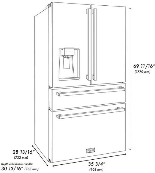 ZLINE Autograph Edition 36" 21.6 Cu. Ft. Stainless Steel Counter Depth Freestanding French Door Refrigerator-2