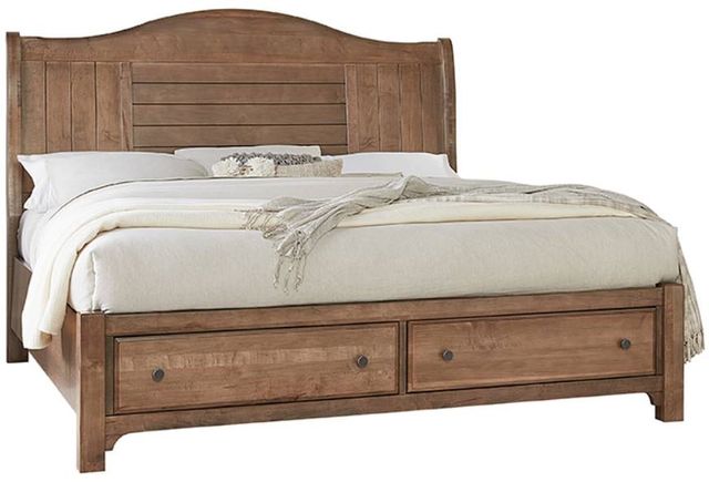 Vaughan-Bassett Cool Farmhouse Natural King Sleigh Storage Bed-0