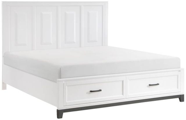 Homelegance® Garretson Metallic Gray/White California King Panel Bed with Footboard Storage-0