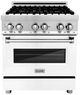 ZLINE 30" Stainless Steel Pro Style Dual Fuel Range with White Matte Door-0