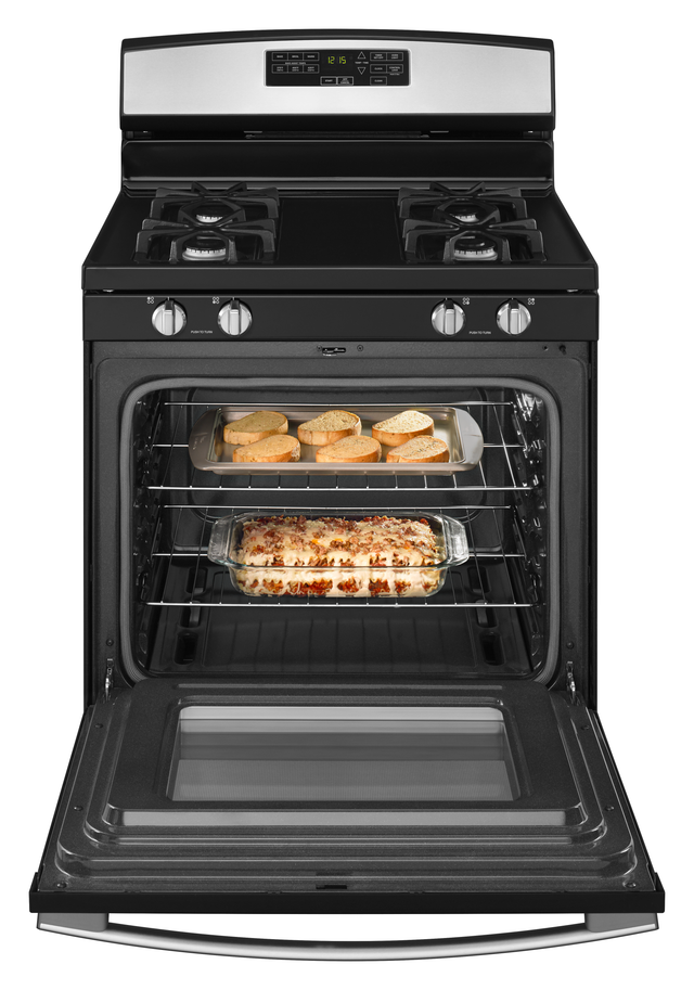 Amana® 30" Black on Stainless Free Standing Gas Range-2