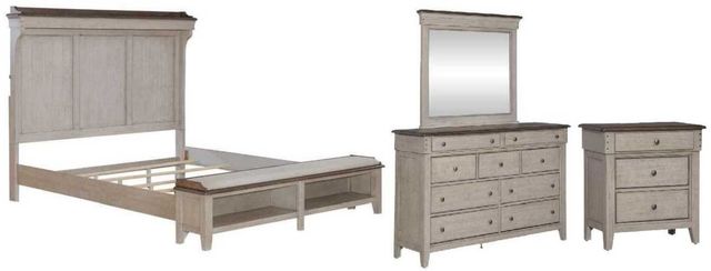 Liberty Furniture Ivy Hollow 4-Piece Dusty Taupe/Weathered Linen California King Mantle Storage Bedroom Set-0