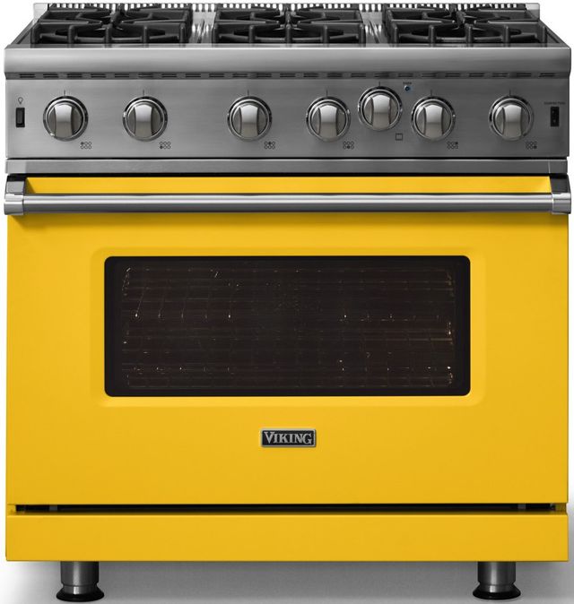 Viking® 5 Series 36" Daffodil Pro Style Liquid Propane Gas Range-3