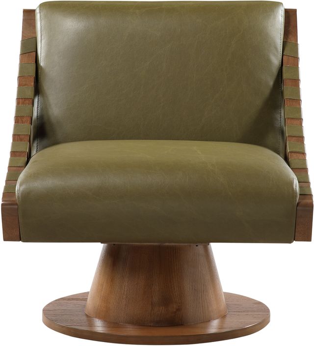 Meridian Furniture Millwin Olive/Walnut Vegan Leather Swivel Accent Chair-1