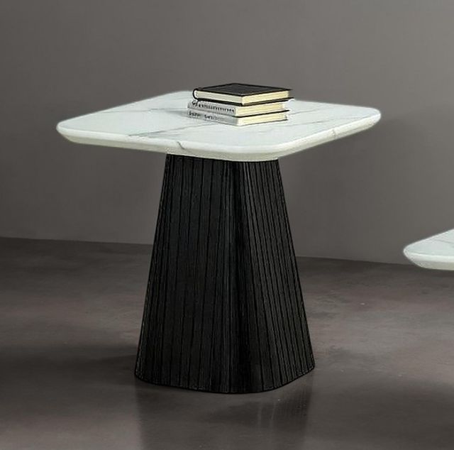Furniture of America® Sindal White End Table with Black Base-0