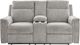 Causeuse inclinable électrique avec console de Signature Design by Ashley® Barnsana - Cendre-1