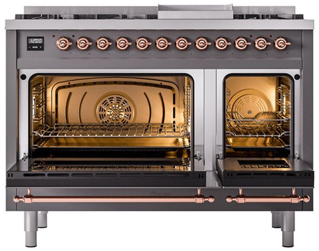 Ilve® Nostalgie II Series 48" Graphite Matte Pro Style Dual Fuel Range-1