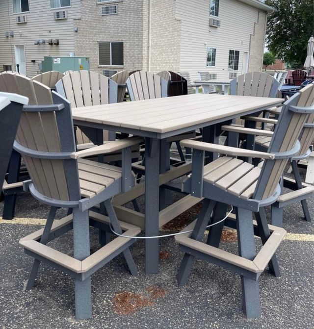 Creekside 7' Rectangle Bar Height Table with 6 Classic Back Swivel Bar Chairs-1