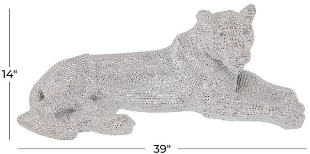 Deco Marche U Select Silver Polystone Leopard Floor Decorative Sculpture-3