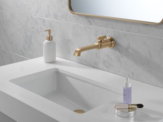 Delta Tetra™ Lumicoat® Champagne Bronze Single Handle Wall Mount Bathroom Faucet Trim-1