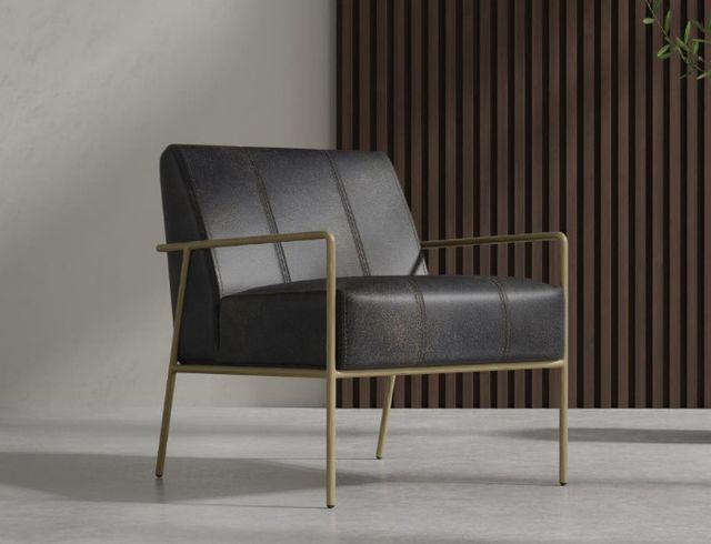 International Furniture Direct Aragon Black/Blacksmithing Gold Accent Chair-1
