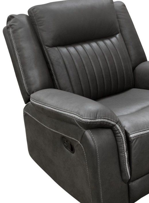 American Wholesale Furniture Eclipse Charcoal Manual Glider Recliner-1
