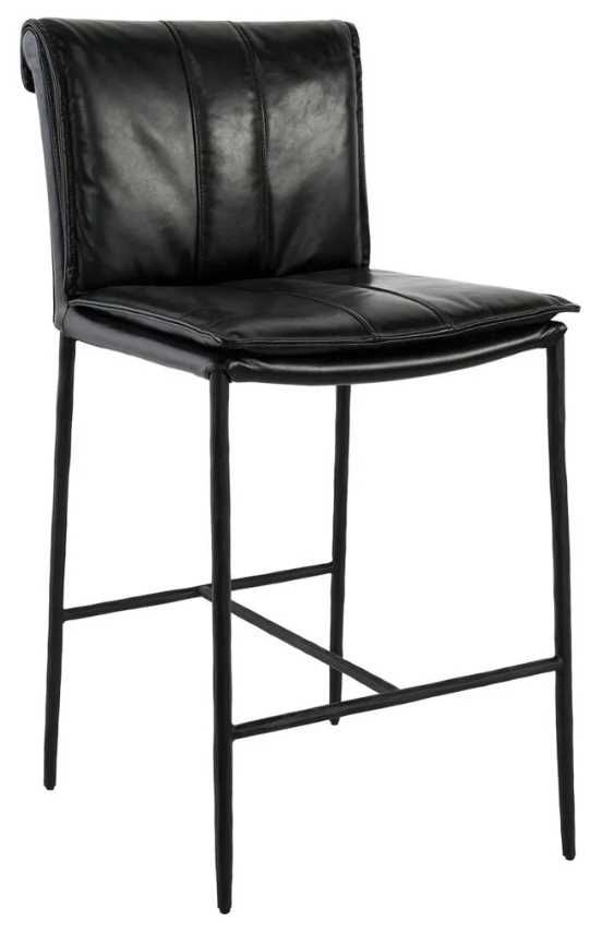 Classic Home Mayer Black/Jet Black 26" Leather Counter Stool-0