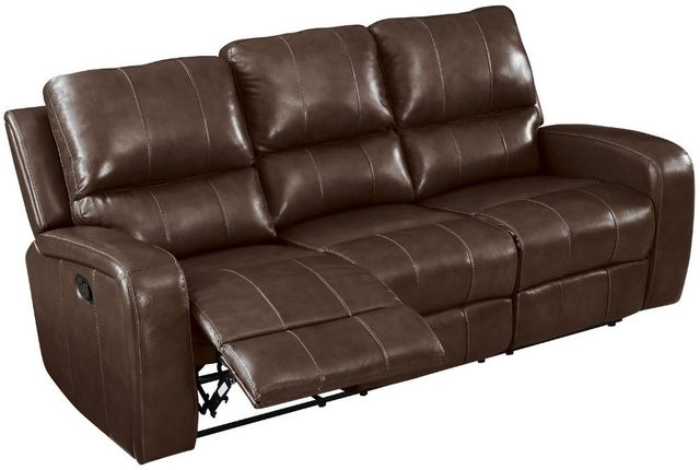 New Classic® Home Furnishings Linton Brown Dual Manual Reclining Sofa-4