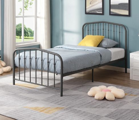 Milton Greens Stars Dark Gray Twin Metal Platform Bed-1