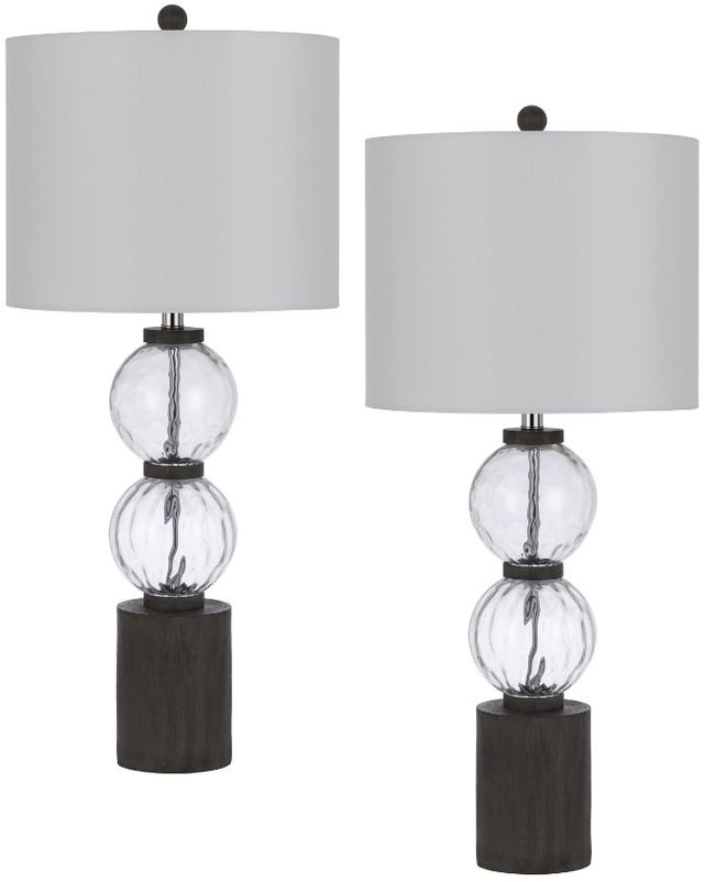 Cal® Lighting & Accessories Mystic 2-Piece Dark Oak Table Lamp Set-0