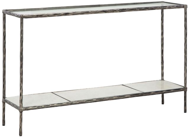 Signature Design by Ashley® Ryandale Glass Top Console Table with Antique Pewter Base-0