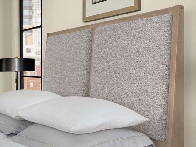 Vaughan-Bassett Woodbridge Clear Maple/Gray Queen Upholstered Panel Bed-1
