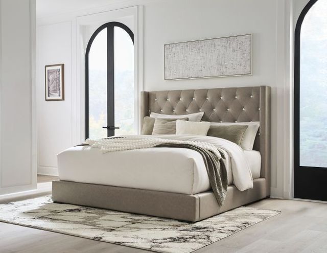 Signature Design by Ashley® Branzton Taupe Full Upholstered Panel Storage Bed-1