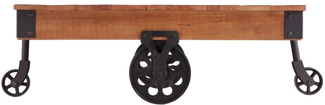 Mazin Furniture Factory Brown Cocktail Table with Black Metal Wheels -0