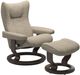 Stressless® by Ekornes® Customizable Wing Small Manual Recliner and Ottoman with Classic Base-0