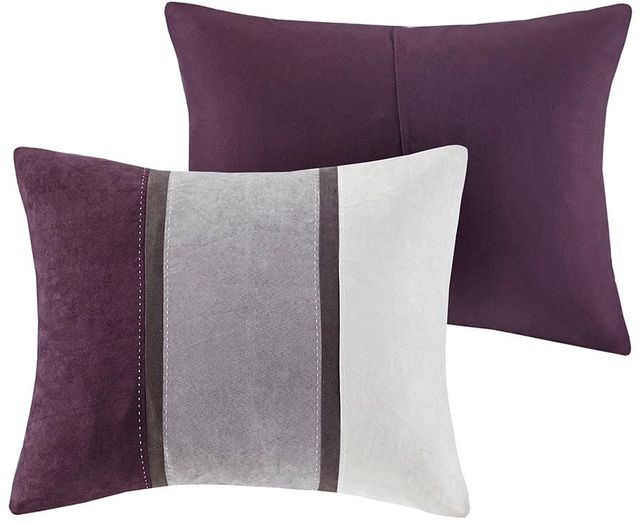 Olliix by Madison Park 7 Piece Purple Queen Palisades Faux Suede Comforter Set-2