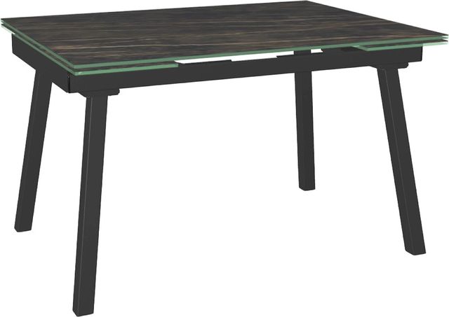 Amisco Customizable Lewis 72" Rectangular Extendable Table with 0.5" Italian Porcelain on Glass Top and 2 Leaves-0