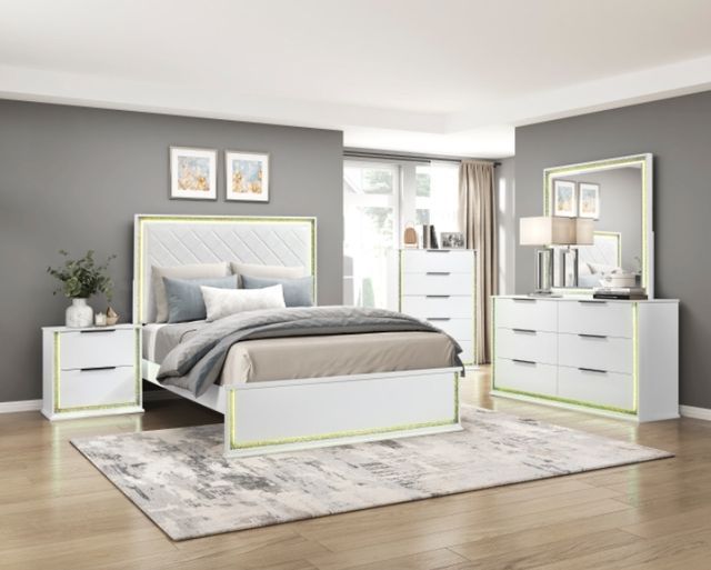 Homelegance® Lumin White Eastern King Panel Bed-1