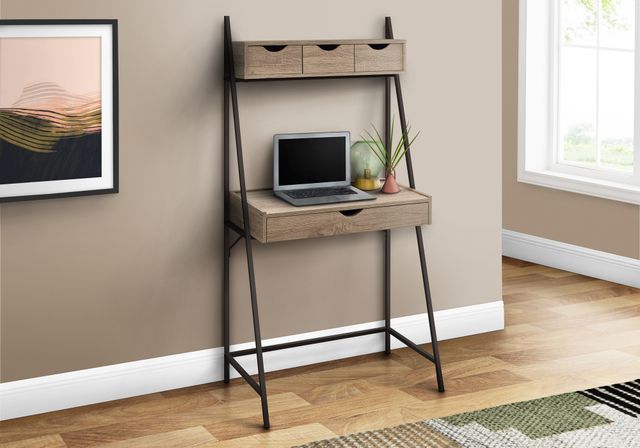 Monarch Specialties Inc. 32"L Dark Taupe and Black Metal Computer Desk-1