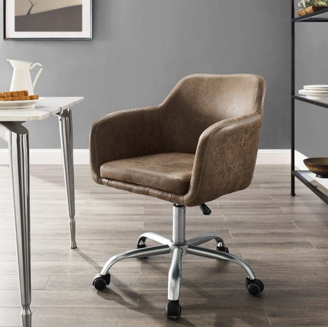 Linon Vintage Brown/Silver Office Chair-1
