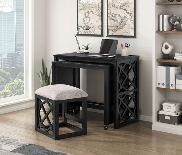 Homelegance® Salina 3-Piece Black Pack Desks with Stool Set-1