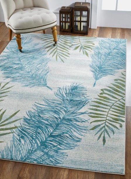 KAS Rugs Stella Ivory/Green Fauna 5'x8' Area Rug-4