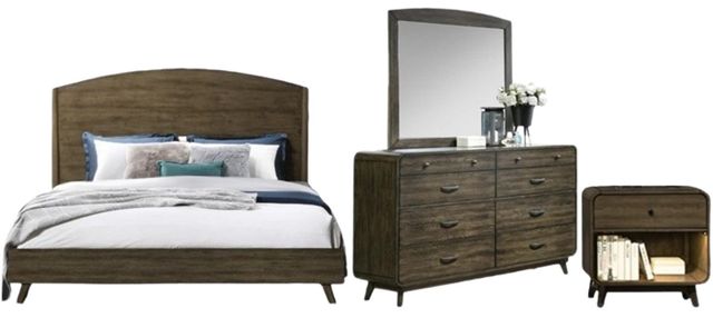 New Classic® Home Furnishings Rex 4-Piece Walnut Queen Panel Bedroom Set-0