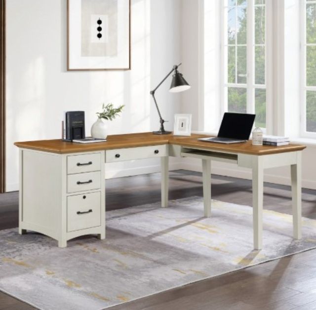 Winners Only® Cardiff Brown/White Desk with Return-1
