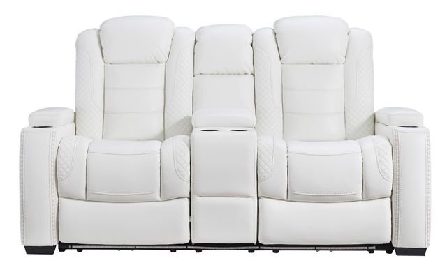 Signature Design by Ashley® Party Time White Power Reclining Loveseat-1