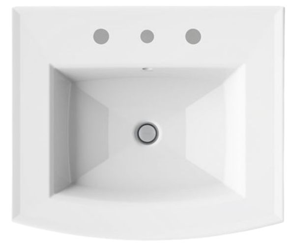 Kohler Archer® White 24" Widespread Rectangular Pedestal Bathroom Sink-1