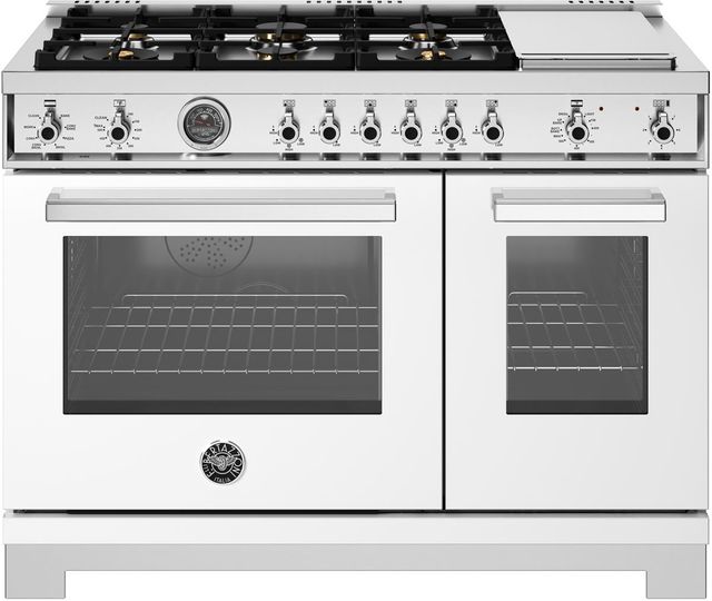 Bertazzoni Professional Series 48" Bianco Pro Style Dual Fuel Range-0