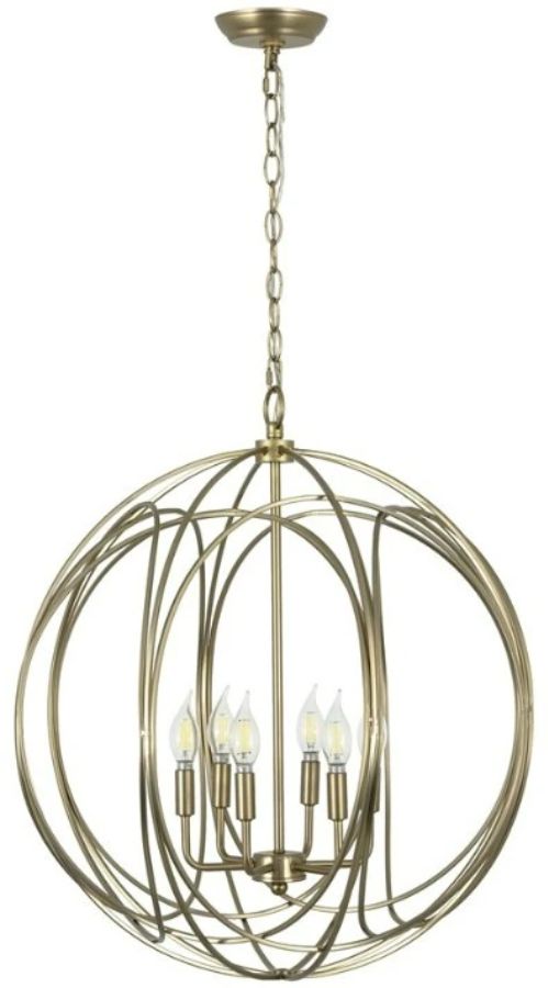 YHD Satin Brass 6-Light Chandelier-0