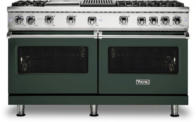 Viking® 5 Series 60" Blackforest Green Pro Style Natural Gas Range with 12" Griddle and 12" Grill-0