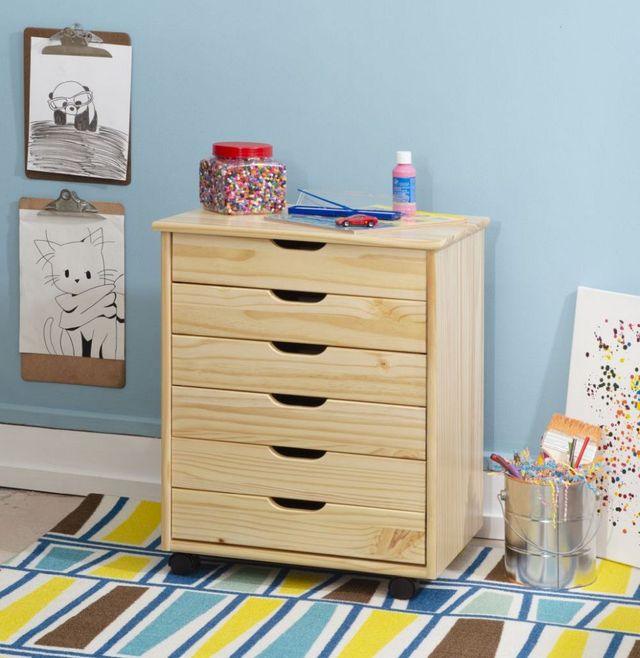 Linon Rudy Natural Wide Rolling Storage Cart-1