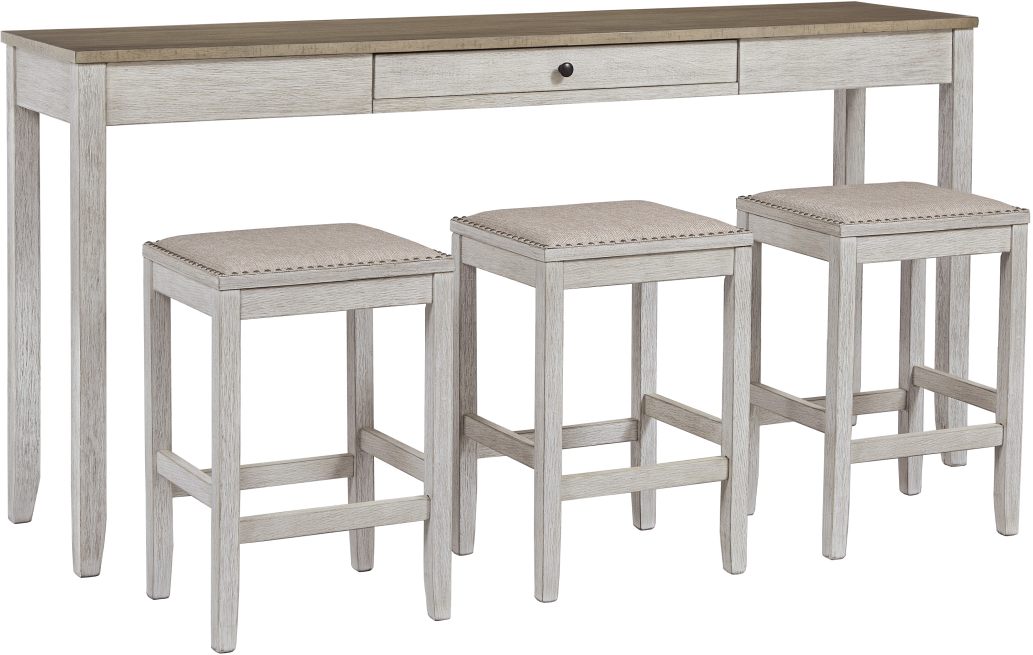 Signature Design by Ashley Skempton 4 Piece White Light Brown Counter Height Table Set Dodd Home Furnishings Guin AL