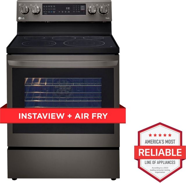 Clearance LG 30" PrintProof™ Black Stainless Steel Freestanding Electric Smart Range with Air Fry-3