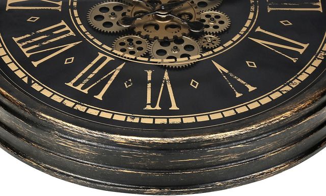 Monarch Specialties Inc. Brown 24" Round Wall Clock with Standard Numbers on Brown Background and Go-1